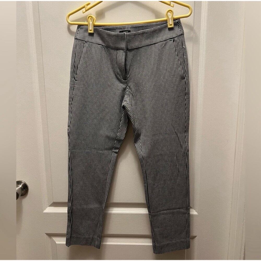 LOFT 2P Gingham Black White Office Women Workwear Pants Trouser Skinny Ankle